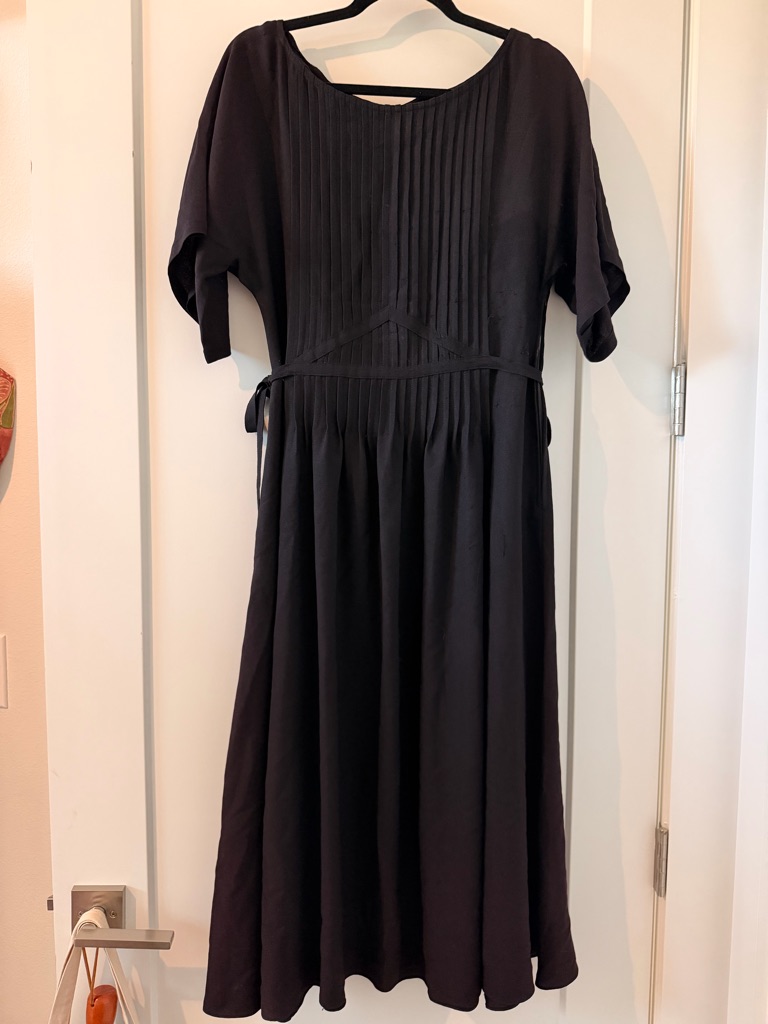 Vintage 1970s Albert Nipon Black Maxi Dress With Pintuck Bodice